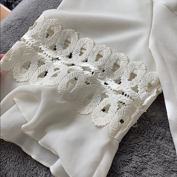 Charter club 3/4 length sleeve peplum top (cream) - Picture 2 of 5